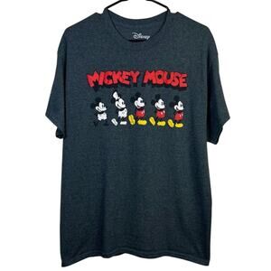 Disney Mickey Mouse Evolution Graphic T-Shirt Charcoal Gray L